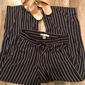 Navy and white striped cotton pants